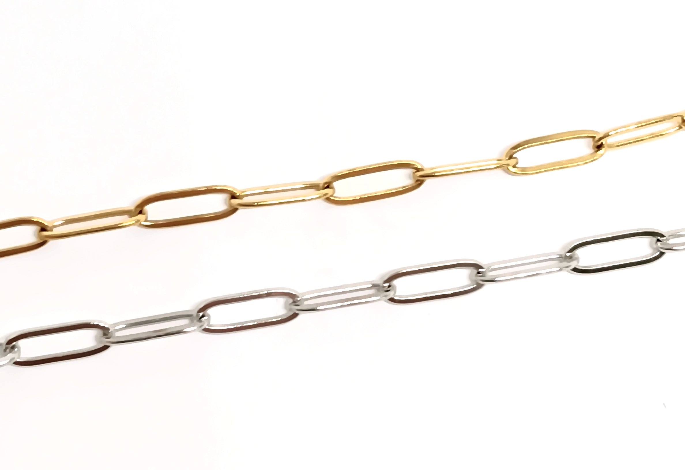 perlesetcreationbijoux - chaîne maille trombonne en acier inoxydable argenté et doré de 10x3,5 mm