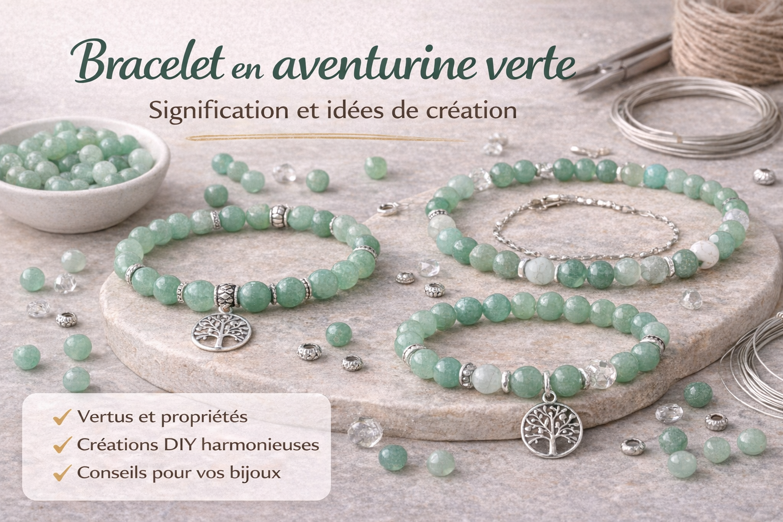 Bracelet en aventurine verte : signification et idées de création