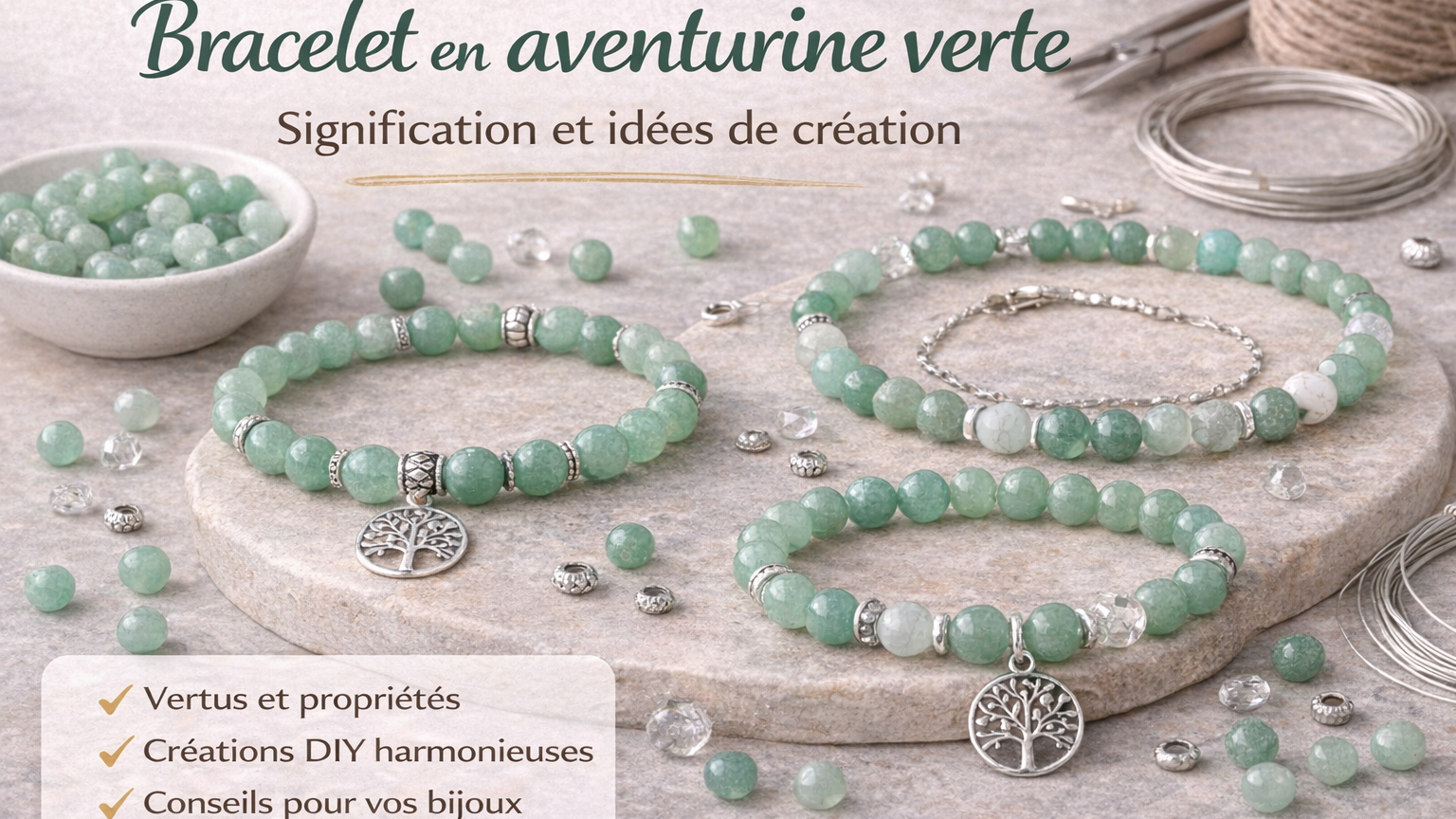 Bracelet en aventurine verte : signification et idées de création