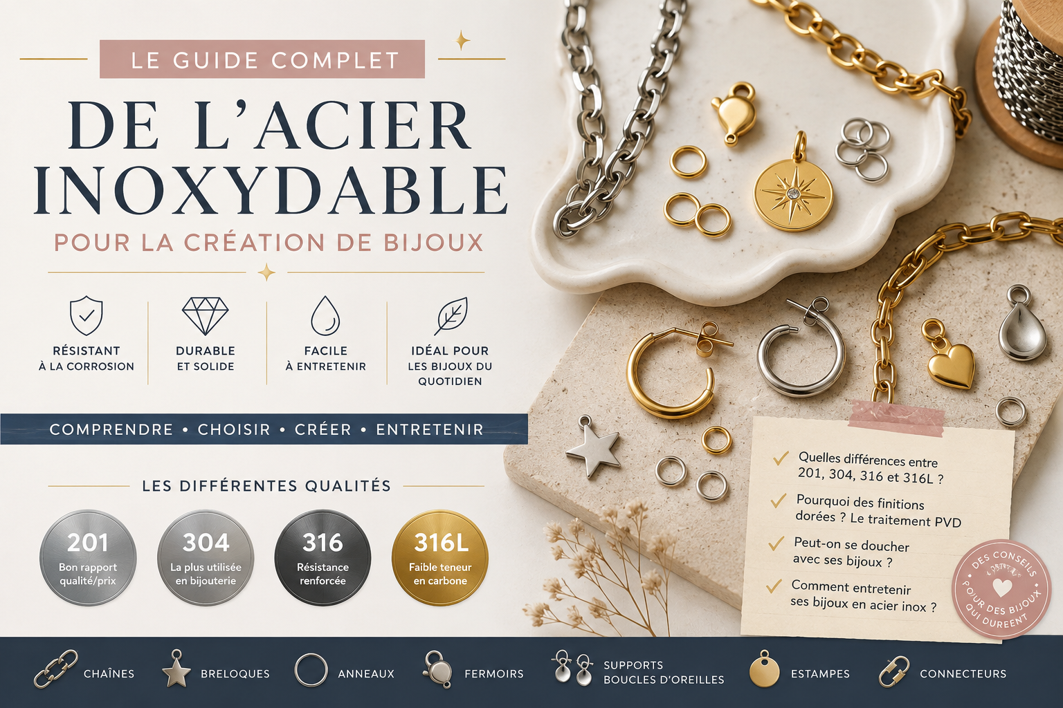 Le guide complet de l'acier inoxydable pour la création de bijoux