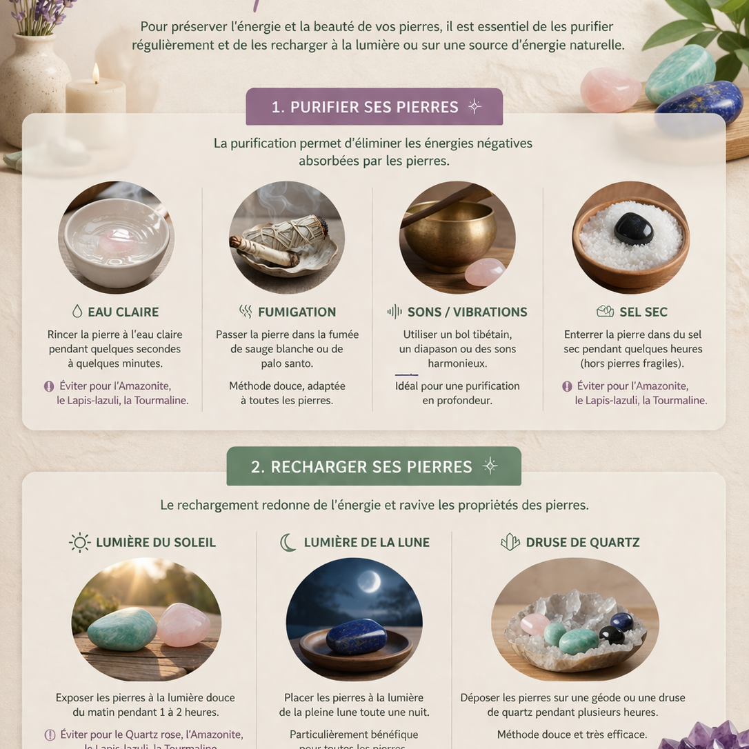 Comment purifier et recharger ses pierres naturelles ?