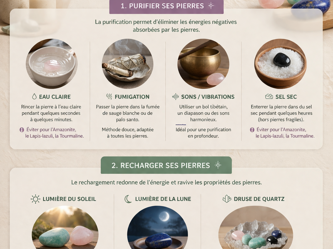 Comment purifier et recharger ses pierres naturelles ?