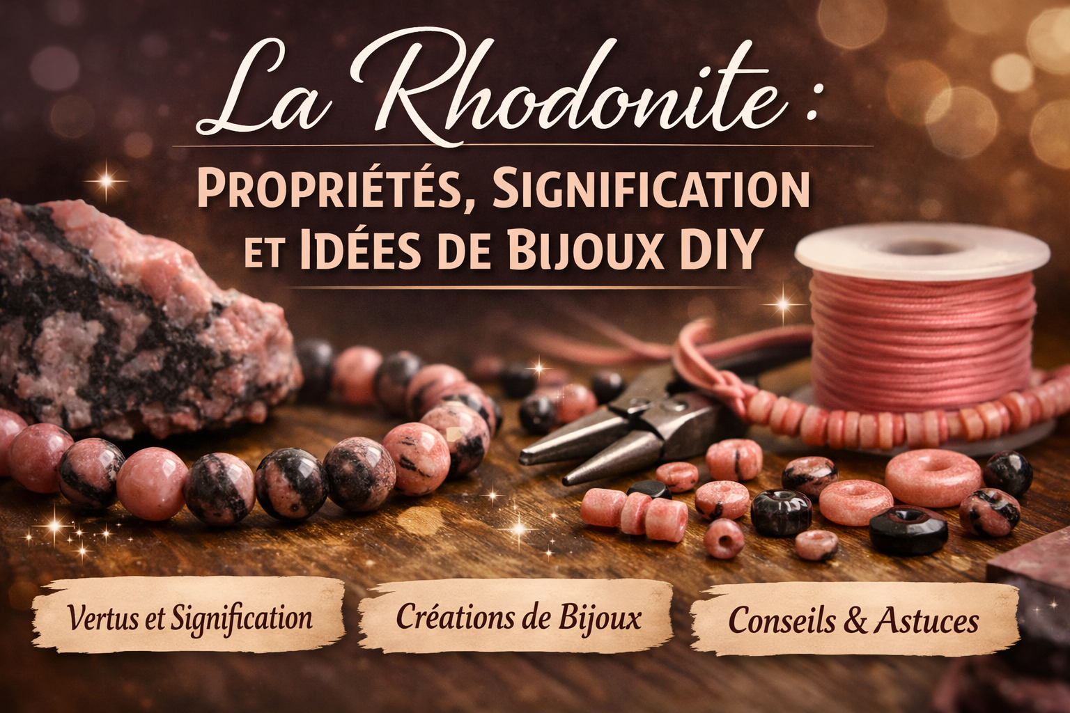 La rhodonite : propriétés, signification et idées de bijoux DIY