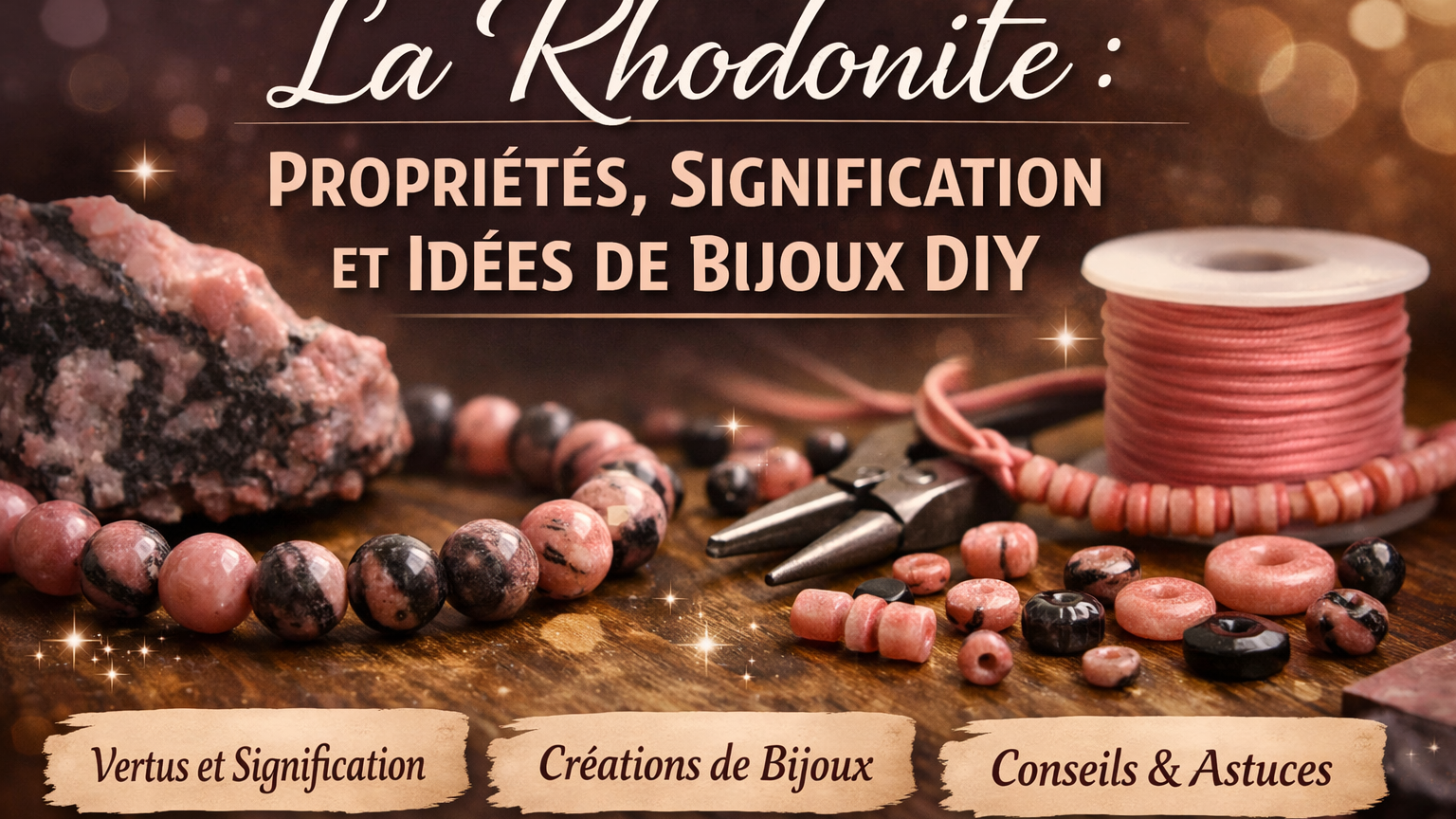 La rhodonite : propriétés, signification et idées de bijoux DIY
