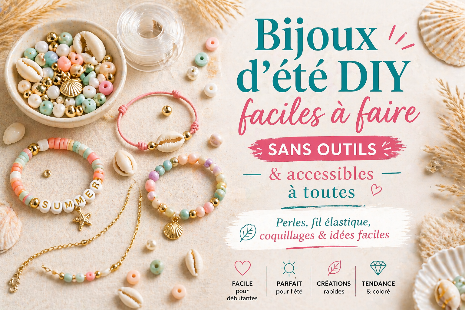 Idées de bijoux d’été faciles à faire (sans outils)