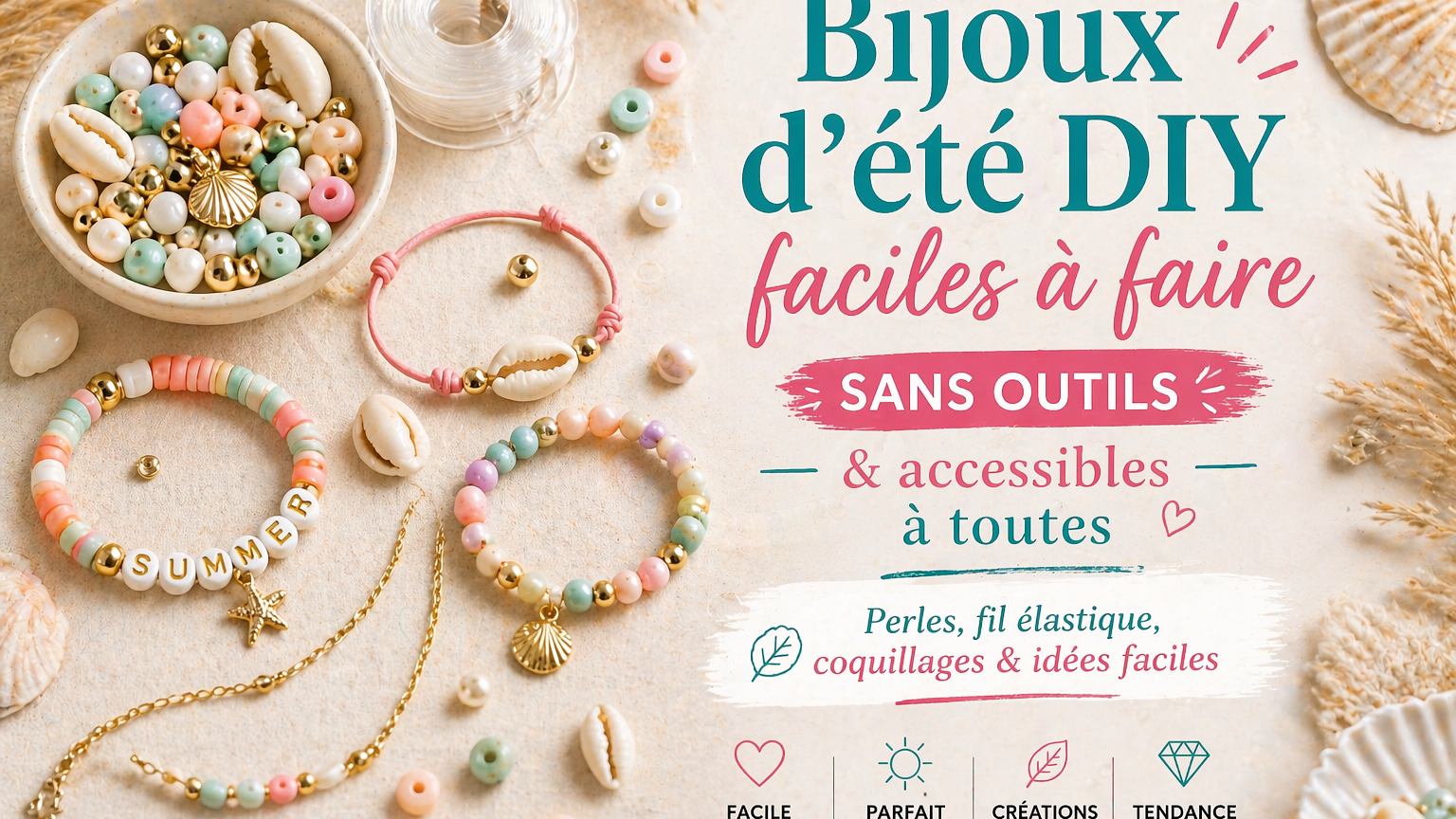 Idées de bijoux d’été faciles à faire (sans outils)