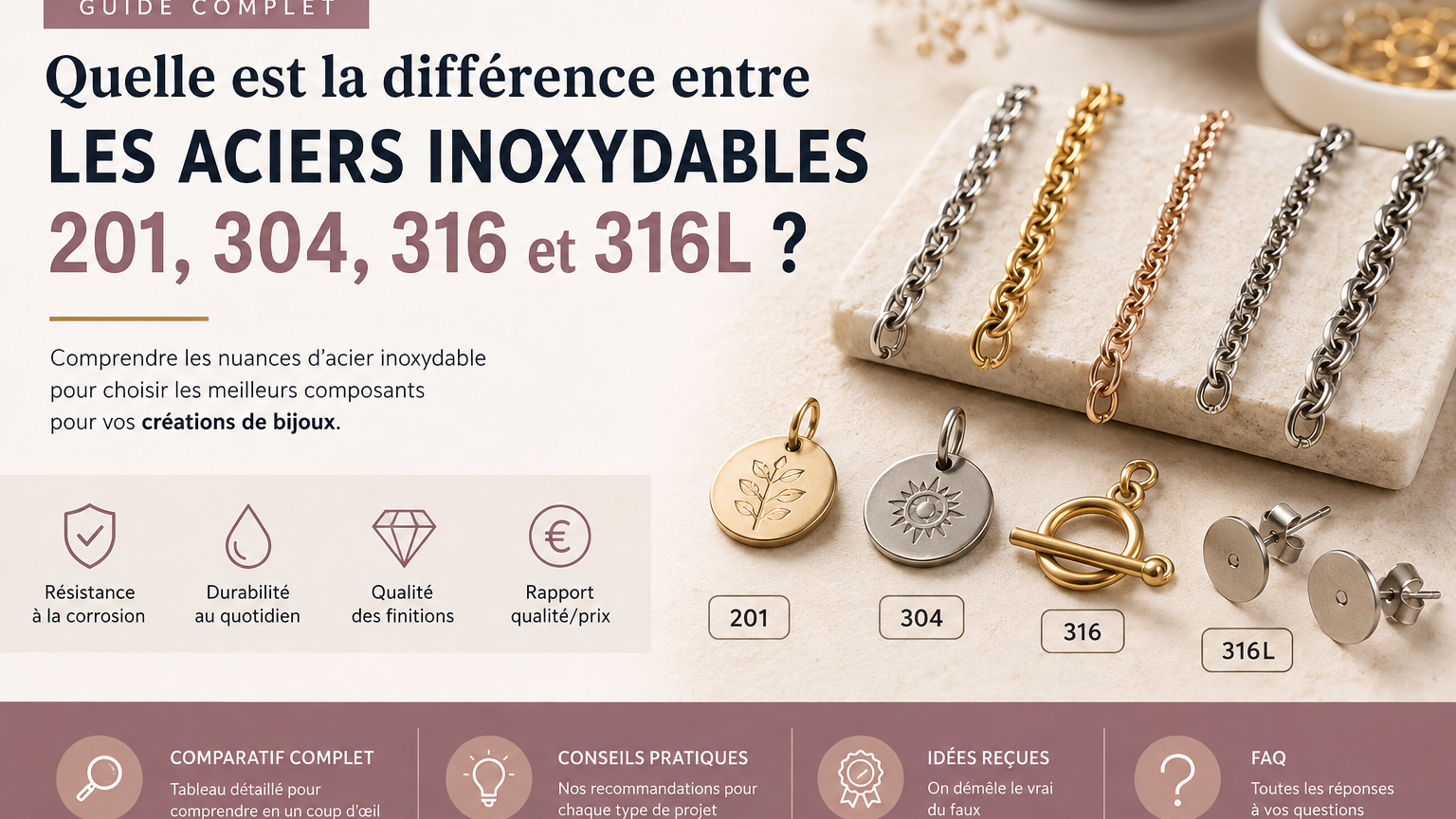 Quelle est la différence entre les aciers inoxydables 201, 304, 316 et 316L ?