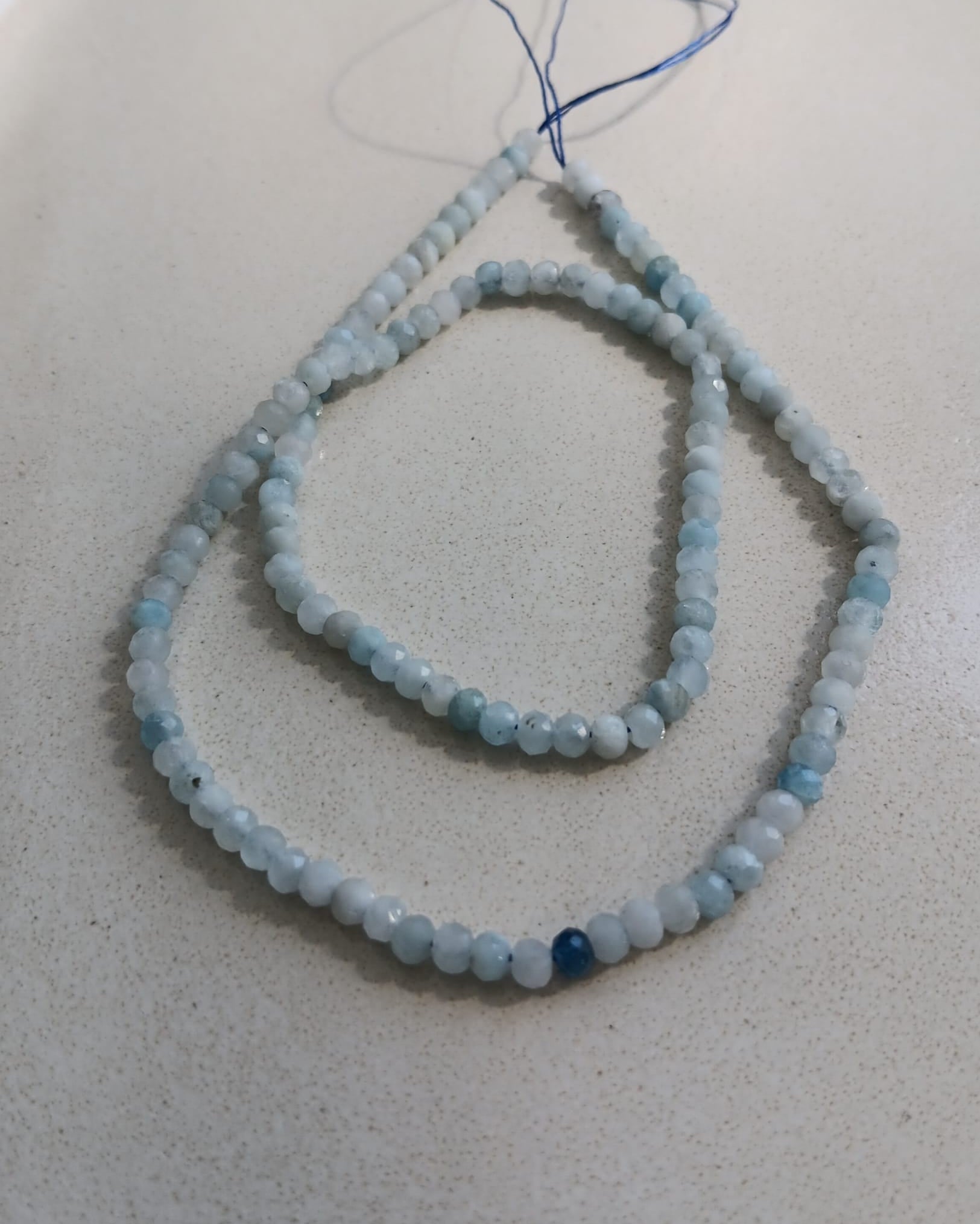 Perles rondelles facettées Aigue-Marine naturelle - 4x3mm