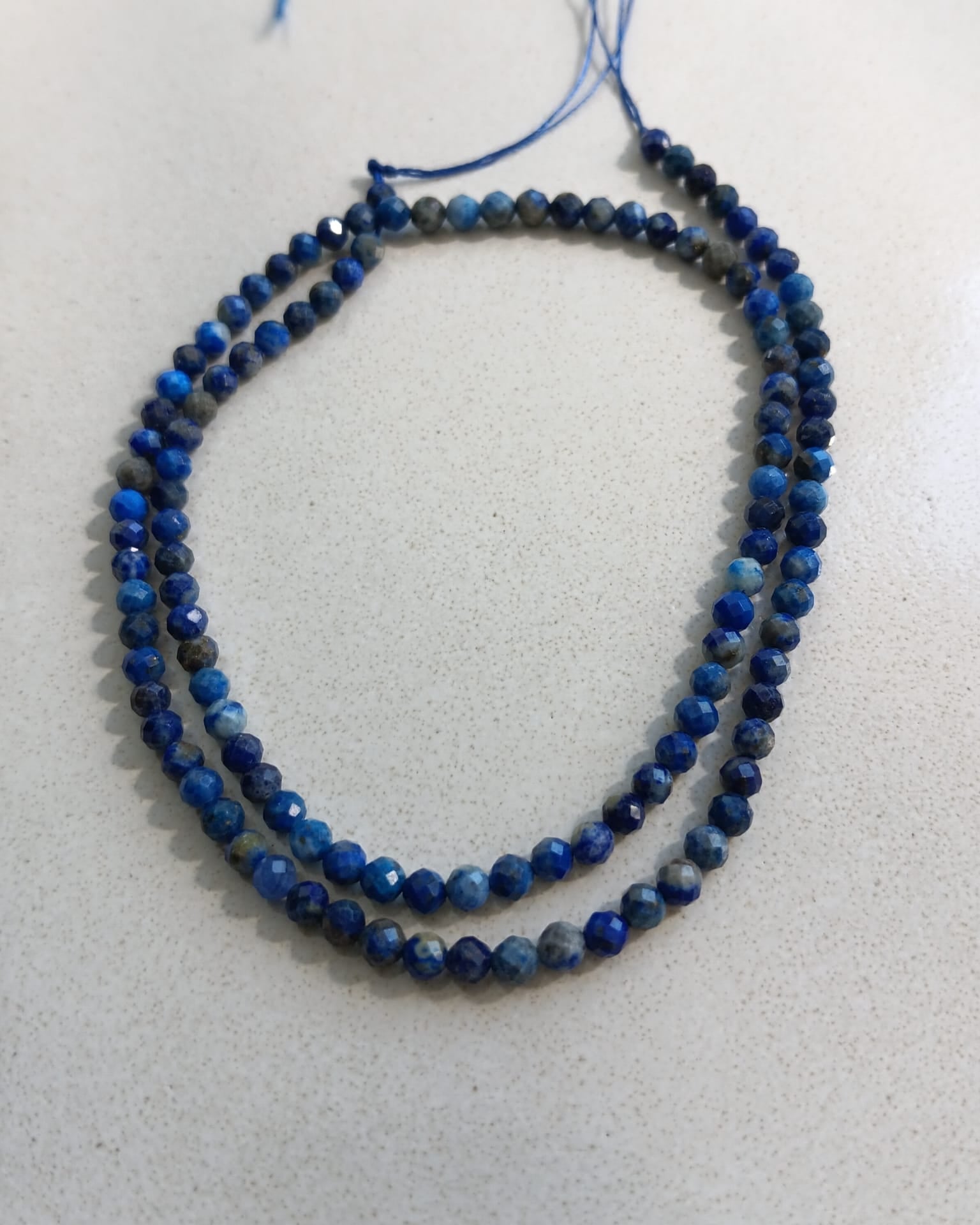 Perles rondes facettées lapis lazuli naturel - 3 mm