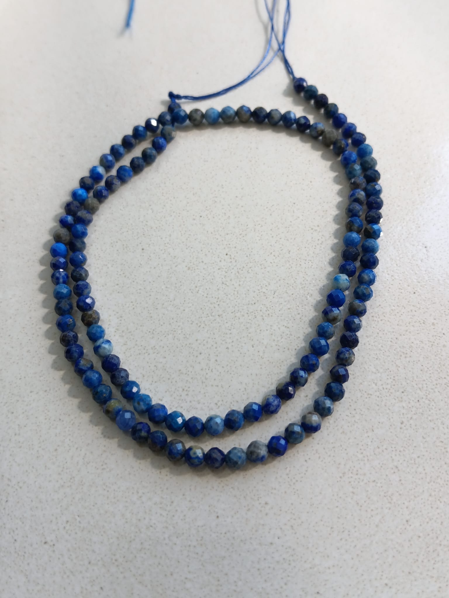 Perles rondes facettées lapis lazuli naturel - 3 mm