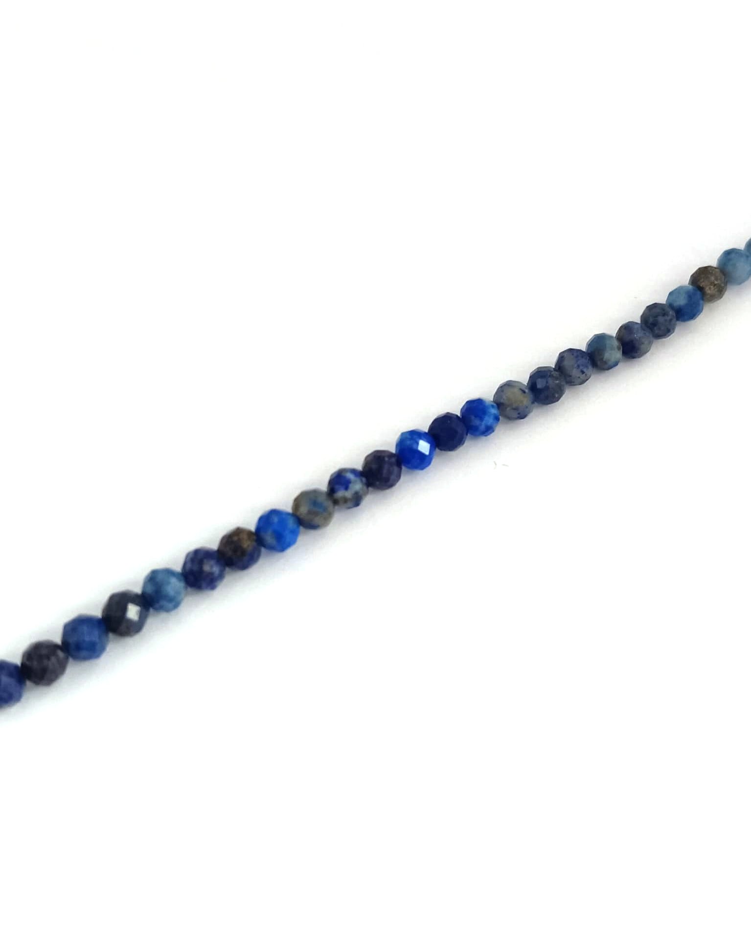 Perles rondes facettées lapis lazuli naturel - 3 mm