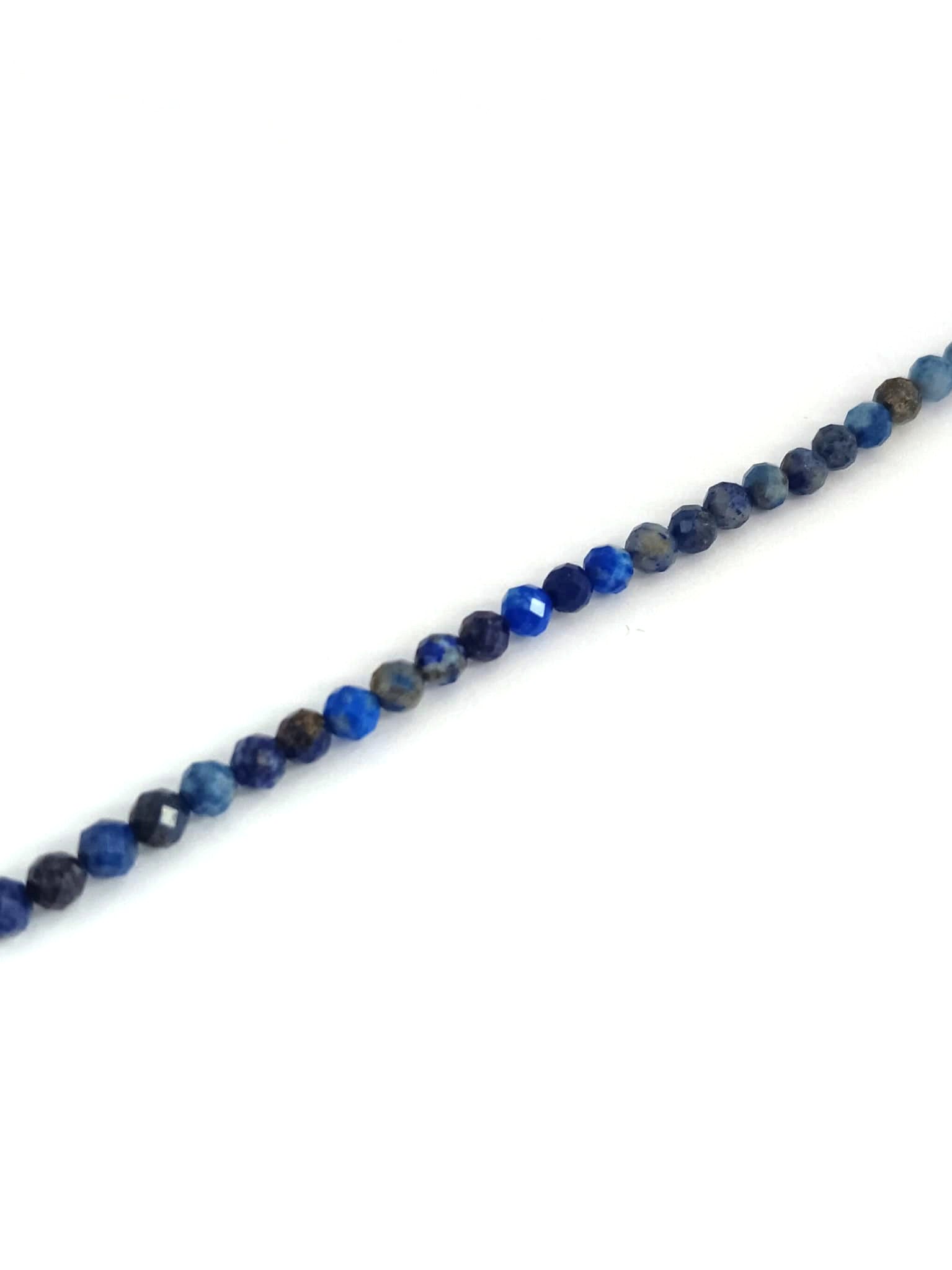 Perles rondes facettées lapis lazuli naturel - 3 mm