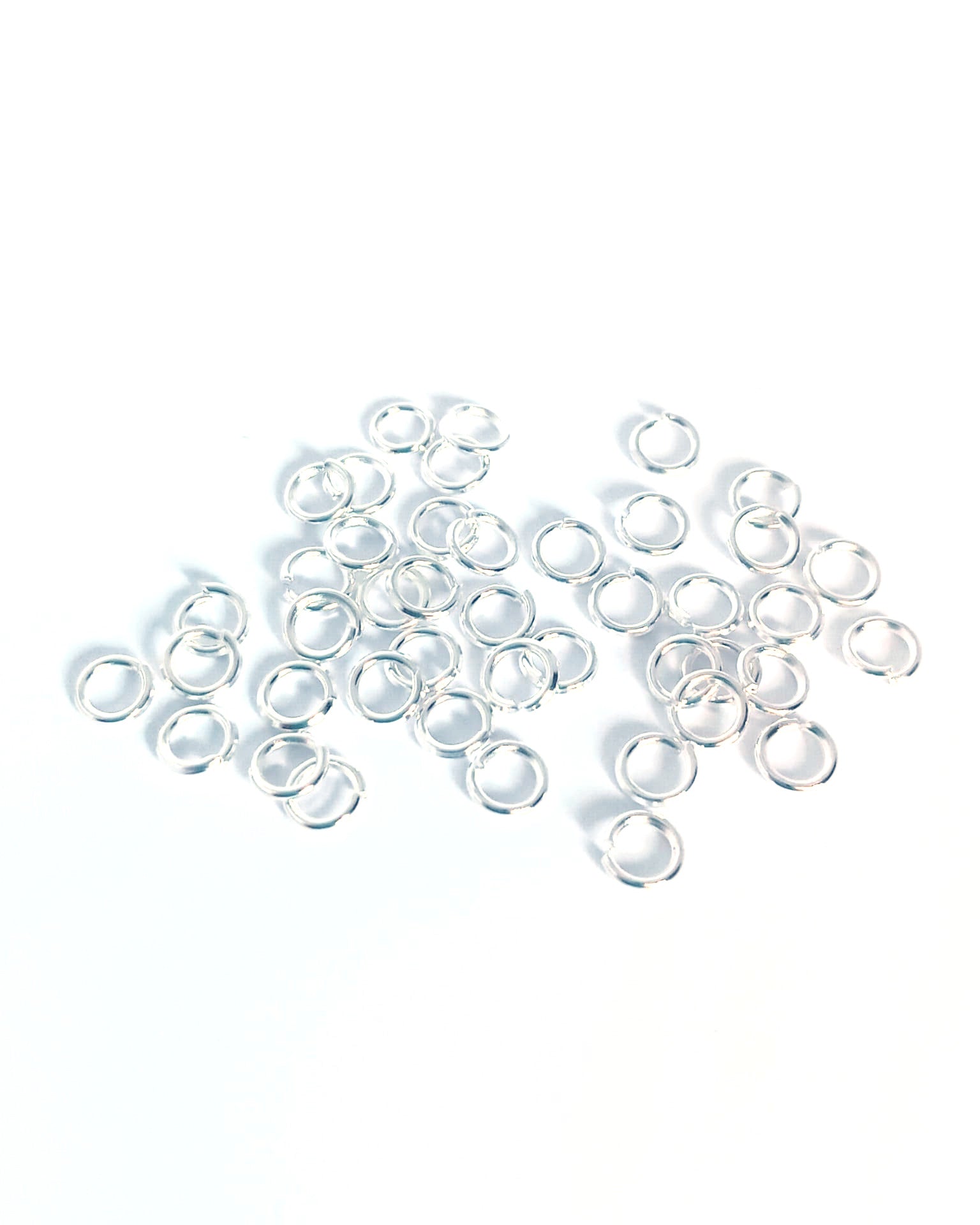 Anneaux de jonction argentés en métal - 4, 5 ou 6 mm x100