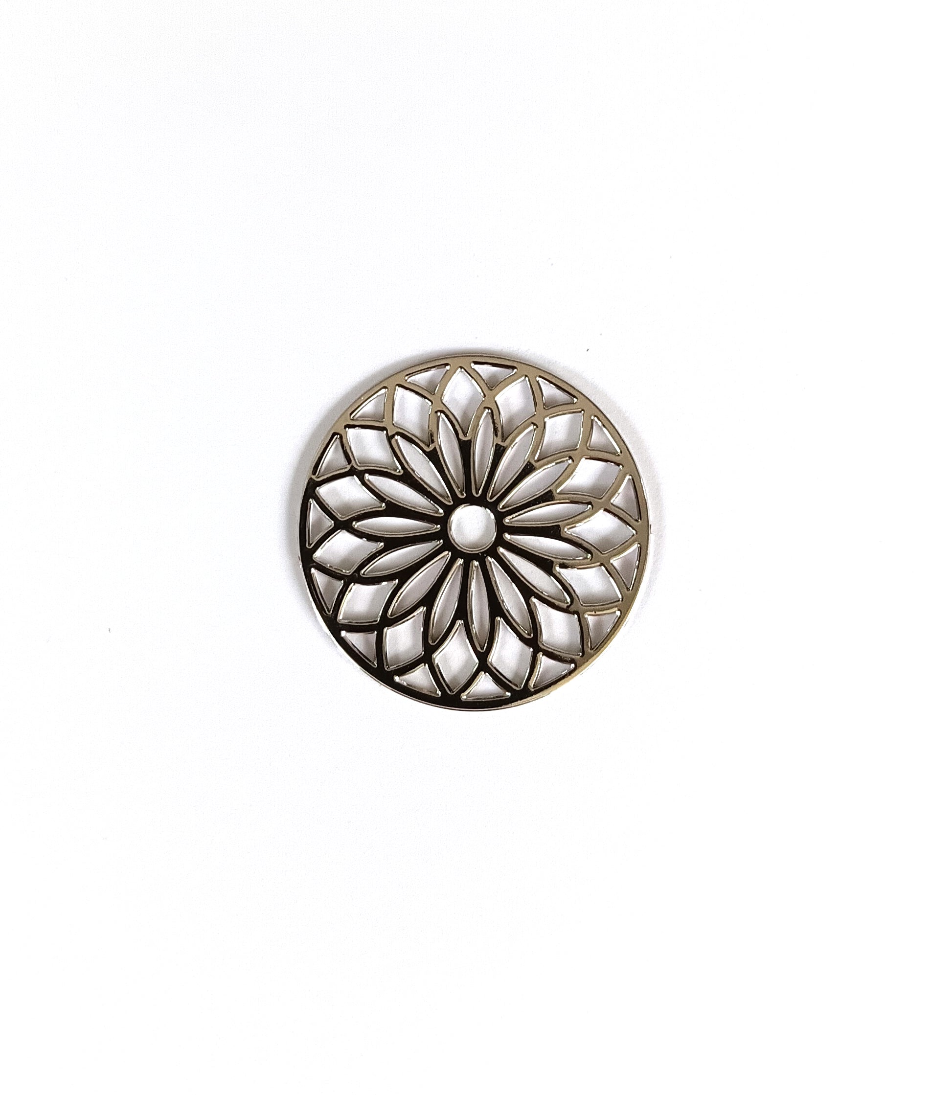 Estampe filigrane ronde motif fleur - 24 mm