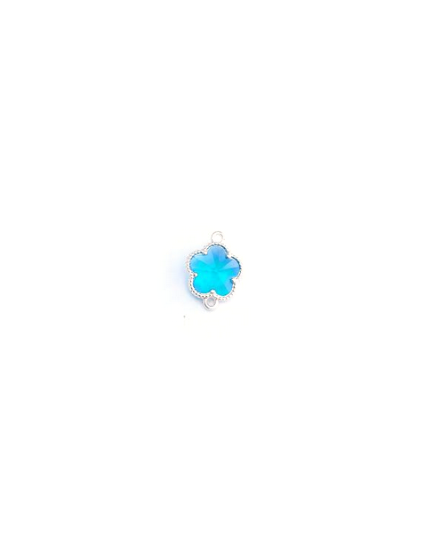 Intercalaire fleur en verre facetté - 15x12mm