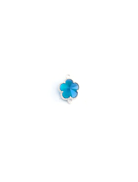 Intercalaire fleur en verre facetté - 15x12mm