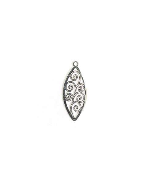 Breloque filigrane navette - 20x8 mm