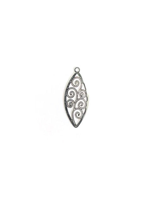 Breloque filigrane navette - 20x8 mm