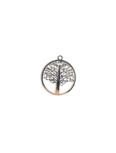 Estampe filigrane ronde, arbre de vie - 21x18 mm