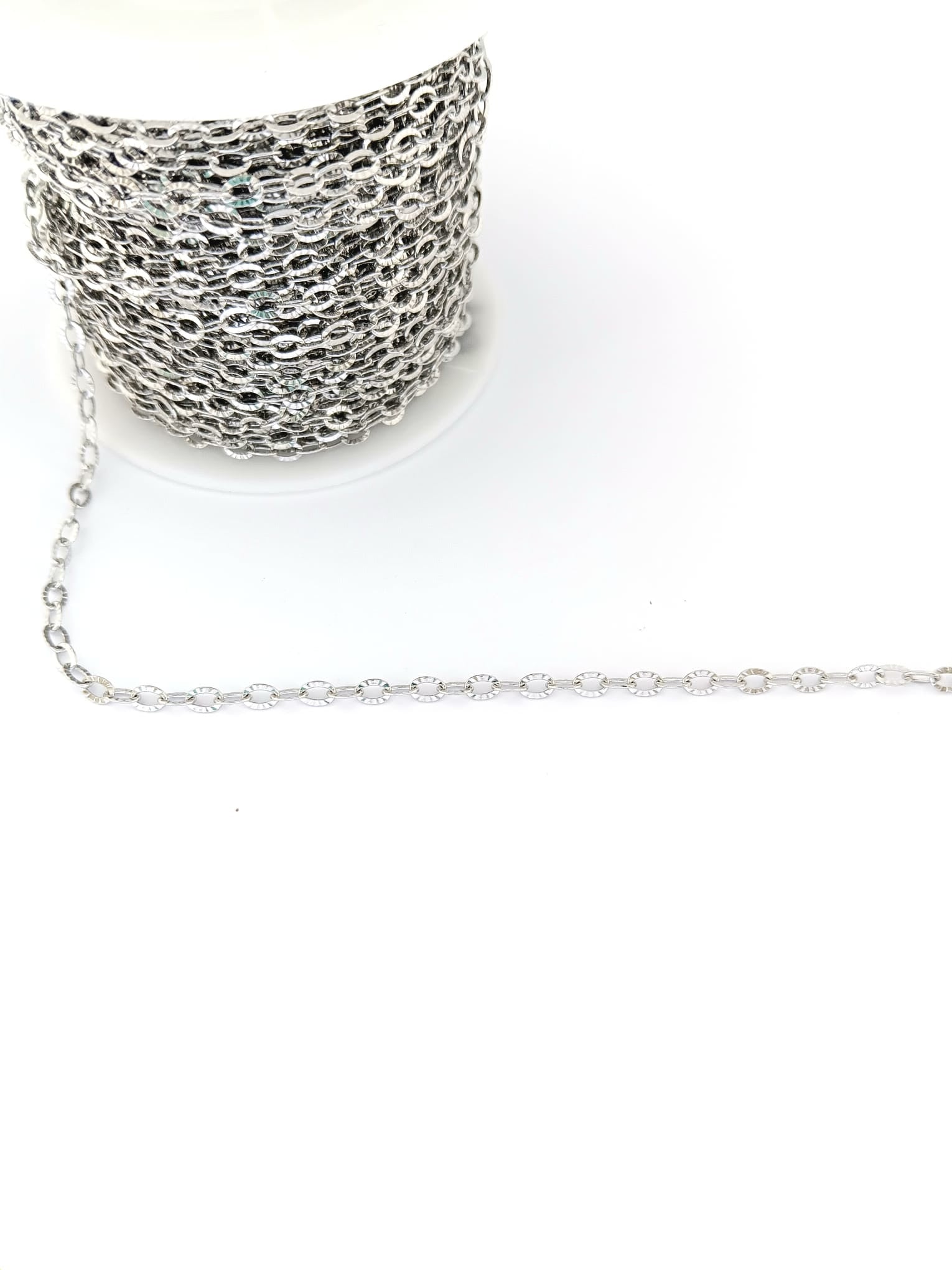 Chaîne maille ovale texturée acier inox 304 - 3,5x2,5 mm