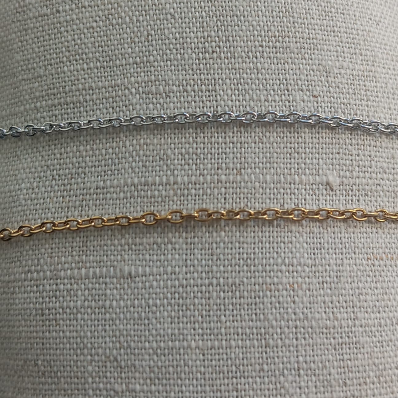 perlesetcreationbijoux - chaîne maille ovale en acier inoxydable argenté et doré de 2x1,5 mm