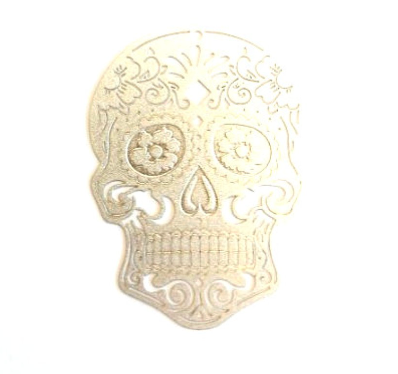 Estampe filigrane tête de mort en métal - 46x34 mm