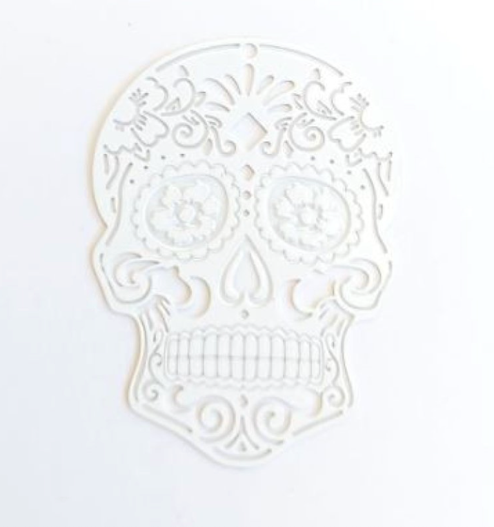 Estampe filigrane tête de mort en métal - 46x34 mm