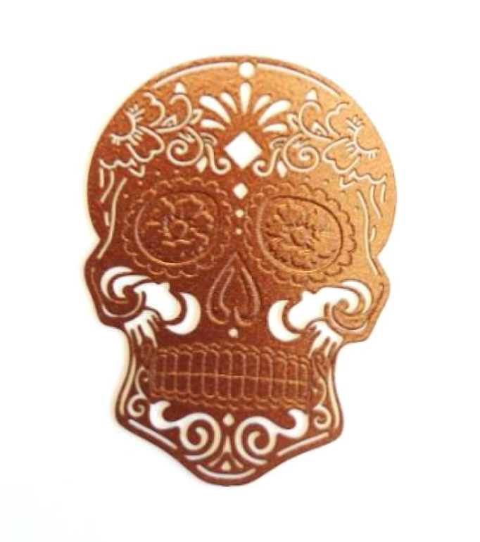Estampe filigrane tête de mort en métal - 46x34 mm
