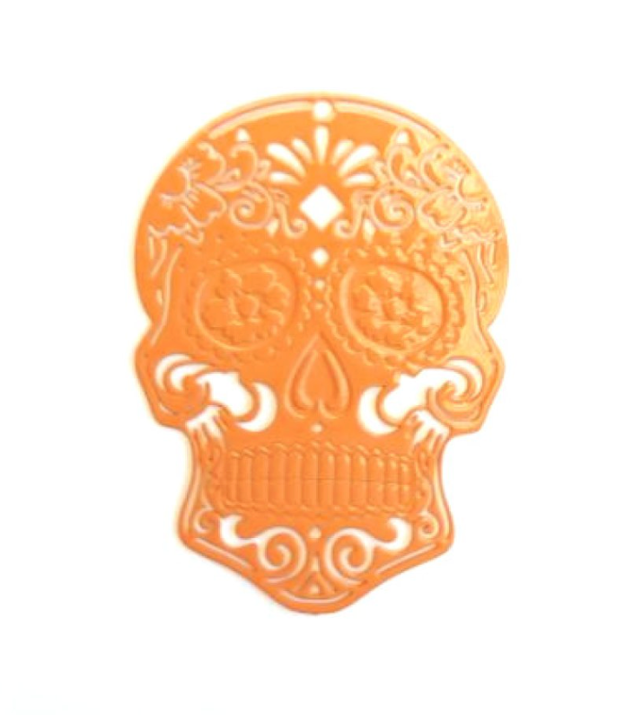 Estampe filigrane tête de mort en métal - 46x34 mm