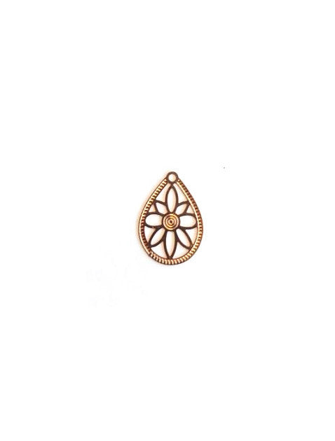 Breloque filigrane goutte - 16x12 mm