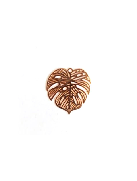 Breloque filigrane feuille monstera - 18 mm