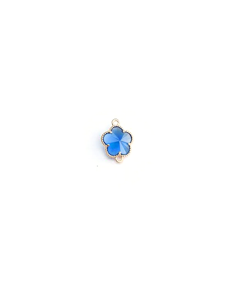 Intercalaire fleur en verre facetté - 15x12 mm