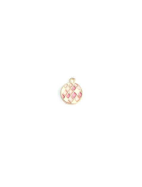 Breloque ronde émaillée multicolore - 17x14 mm