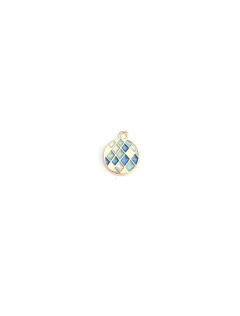 Breloque ronde émaillée multicolore - 17x14 mm
