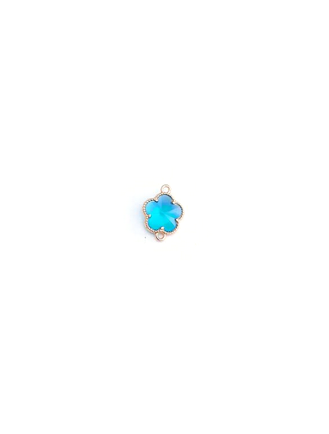 Intercalaire fleur en verre facetté - 15x12 mm