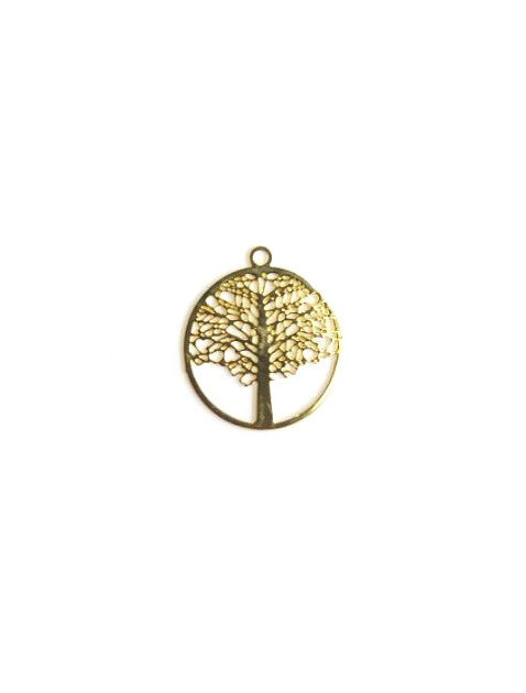 Estampe filigrane ronde, arbre de vie - 21x18 mm