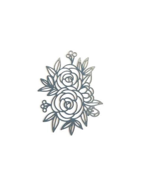 Estampe filigrane fleur - 39x31 mm