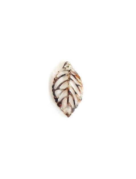 Pendentif feuille acétate - 38x22 mm