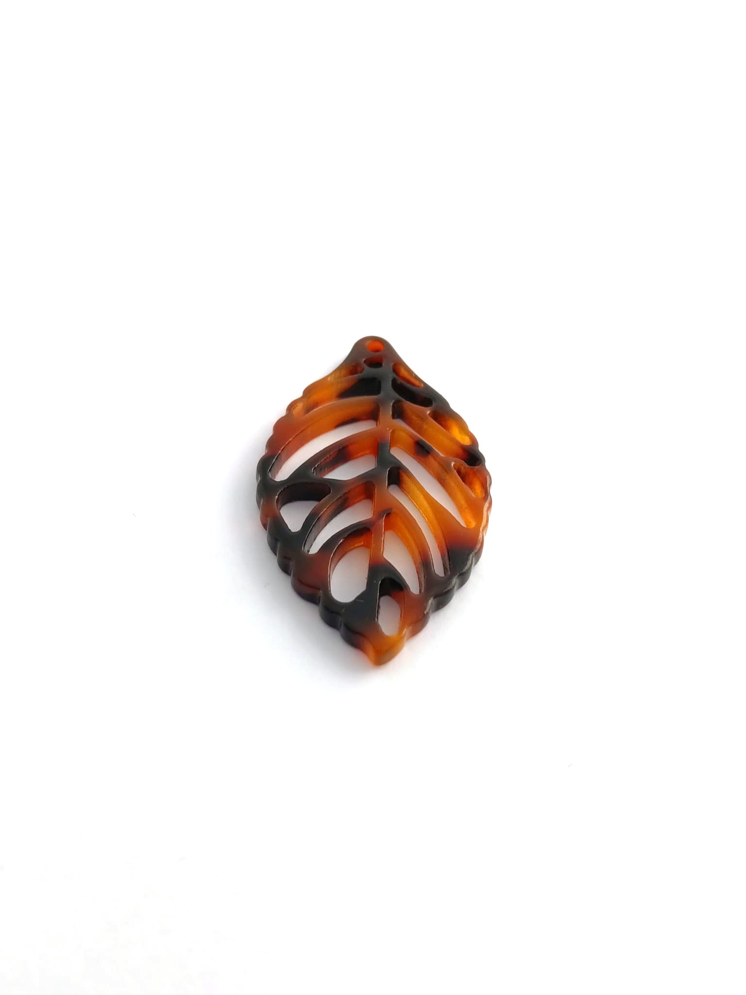Pendentif feuille acétate - 38x22 mm