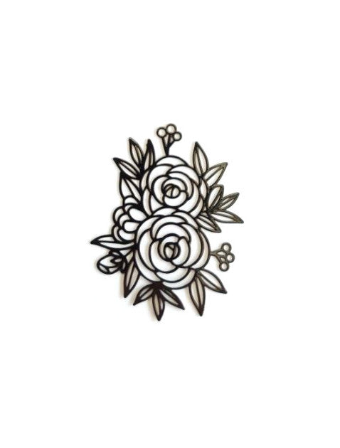 Estampe filigrane fleur - 39x31 mm