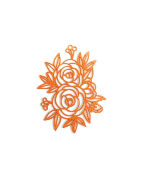 Estampe filigrane fleur - 39x31 mm