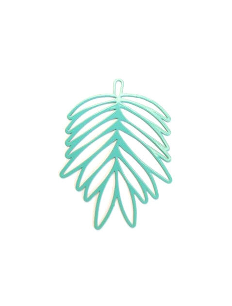 perlesetcreationbijoux - estampe filigrane feuille turquoise