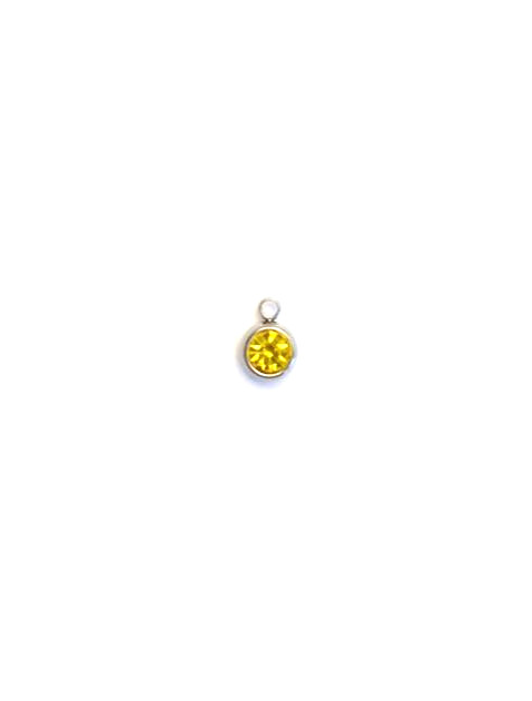 Breloque strass base acier inox argenté - 8x6 mm