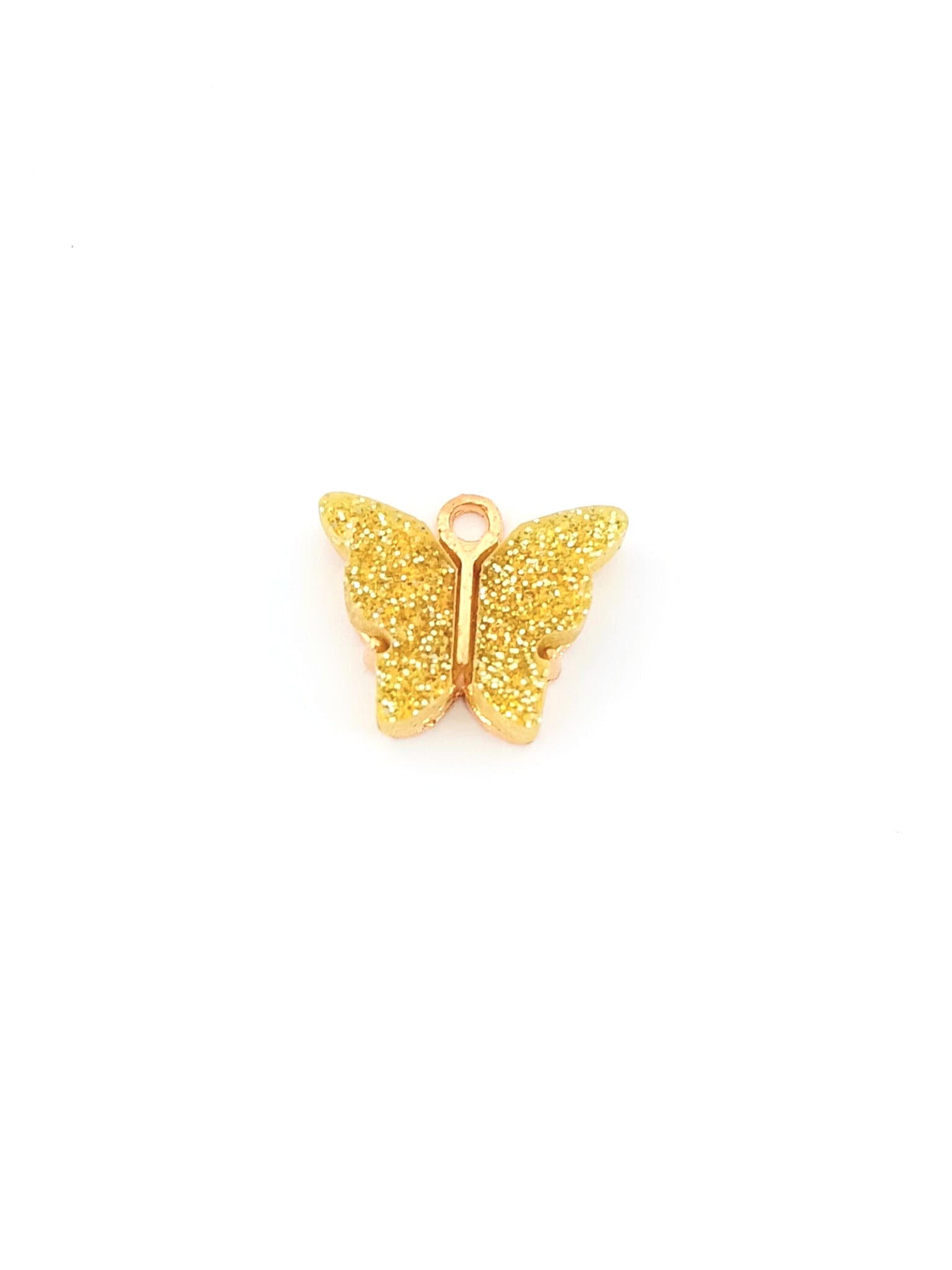 Breloque papillon en résine pailletée - 14x16 mm