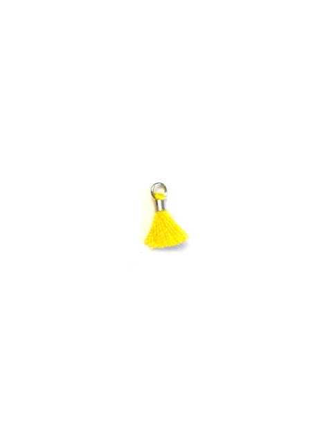 Mini pompon en coton attache argentée - 10 mm