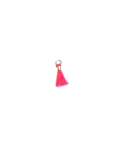 Mini pompon en coton attache argentée - 10 mm