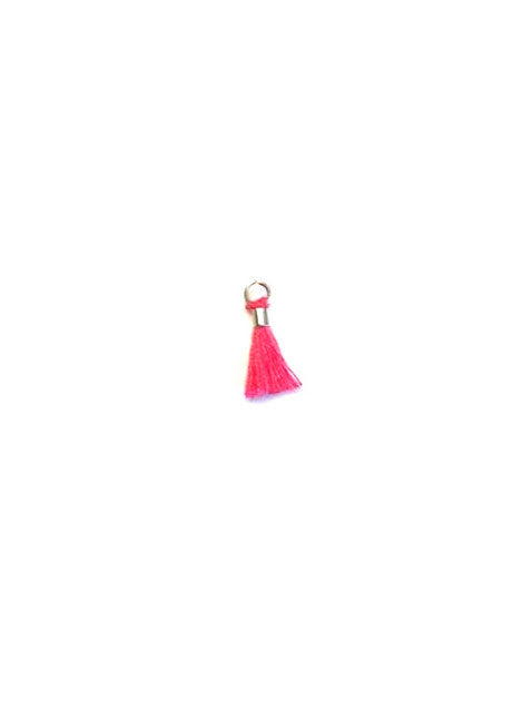 Mini pompon en coton attache argentée - 10 mm