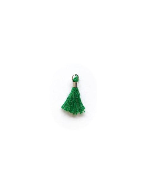 Mini pompon en coton attache argentée - 10 mm