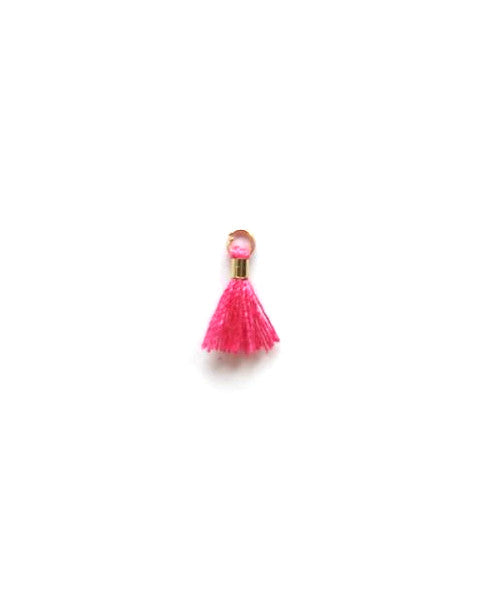 Mini pompon en coton attache dorée - 10 mm