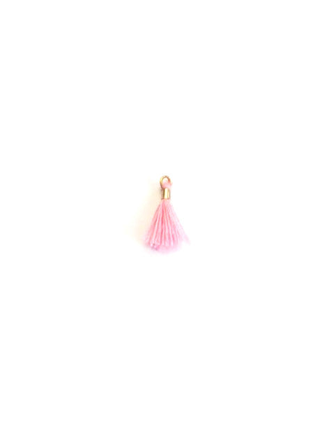 Mini pompon en coton attache dorée - 10 mm